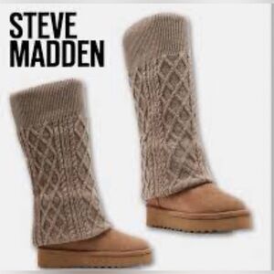 Madden girl Peggyy tan knitted boots COGNAC color- SZ 10 NWT